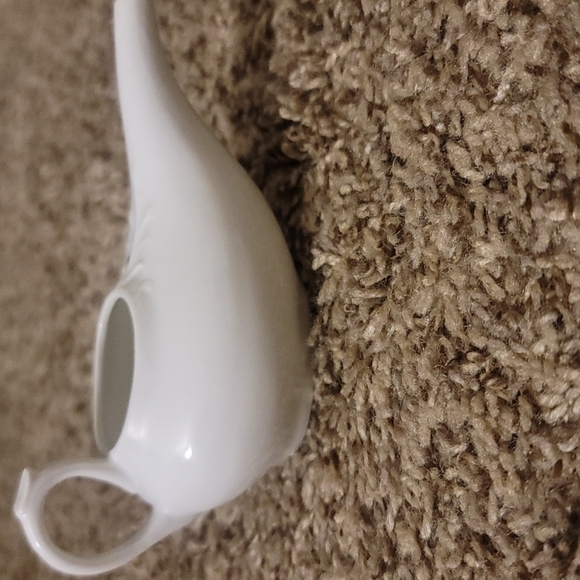 Antique German White Porcelain Feeder Emboss Raised Floral Pattern - Picture 4 of 5